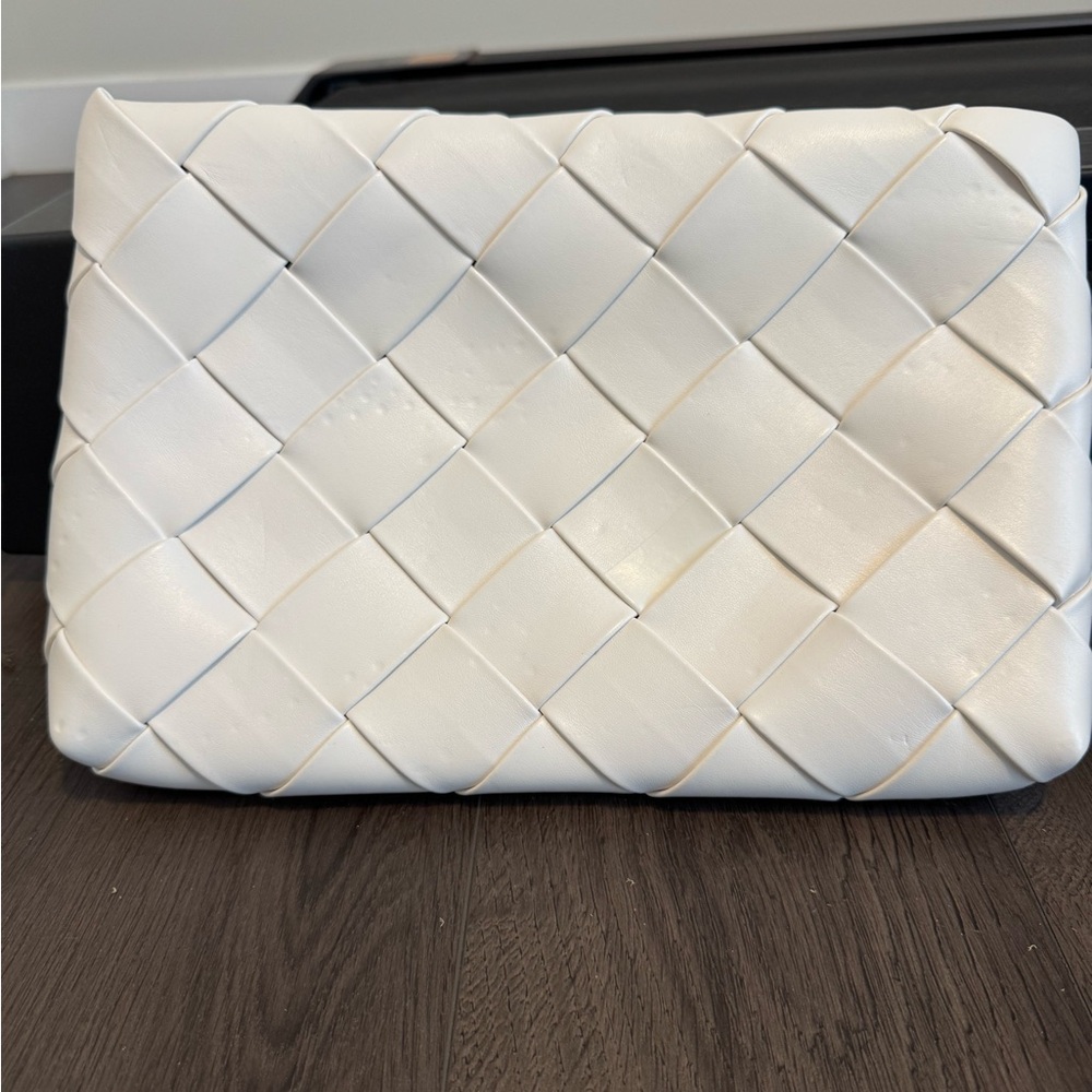 White Woven Clutch